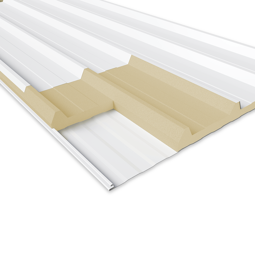 Isotelha-5-TP-niveis2 Isotelha 5 Trapézios Térmica Sanduíche Branco Neve c/ Encaixe p/ Clip Solar– núcleo em PIR 30 mm - Aço 0,50mm