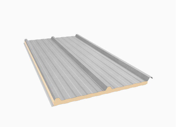 Telha Trapezoidal Confort Térmica - Aço Galvalume Natural com Forro Branco Neve - Núcleo em PIR 20 mm