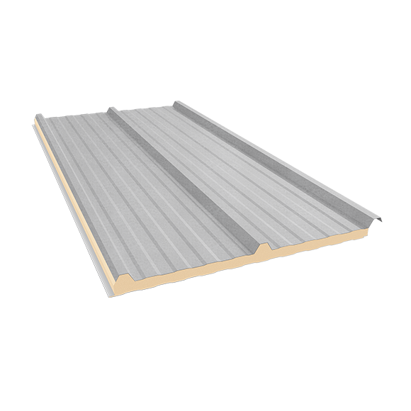 Telha Trapezoidal Confort Térmica Sanduíche - Aço Galvalume Natural com Forro Branco Neve - Núcleo em PIR 30 mm