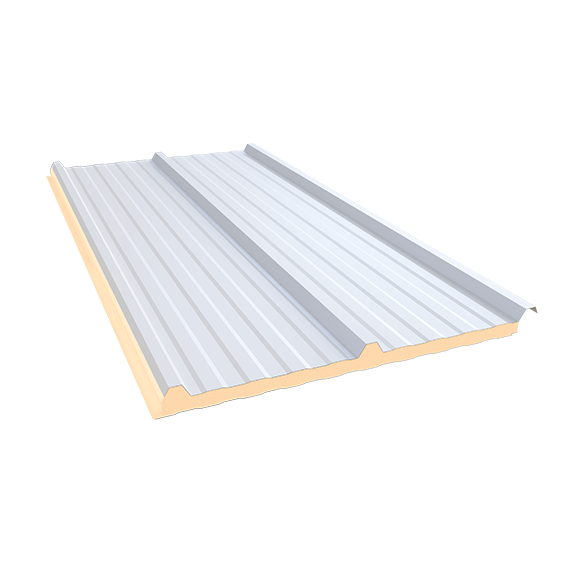Telha Trapezoidal Confort Térmica SEM FORRO Branco Neve – núcleo em PIR 20 mm